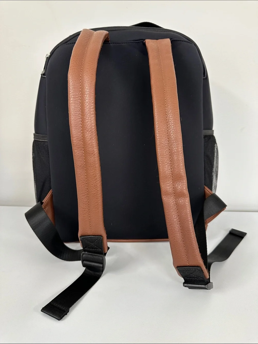 Freshly Picked Backpack Mom Travel Diaper Bag Neoprene Vegan Leather Black Brown